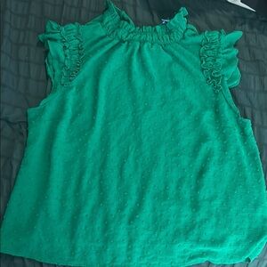 CeCe Emerald Sleeveless Ruffled Smocked Blouse